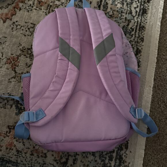 Disney Frozen Elsa Anna Backpack Girls Purple Blue Glitter School Bag 16" Pocket - Picture 6 of 8